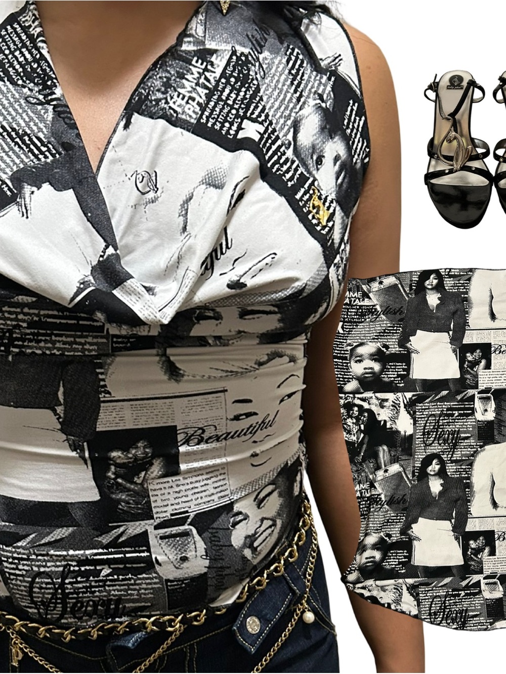 VTG Baby Phat(newspaper) Top